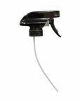 Black spray nozzle replacement part with white hose on a white background